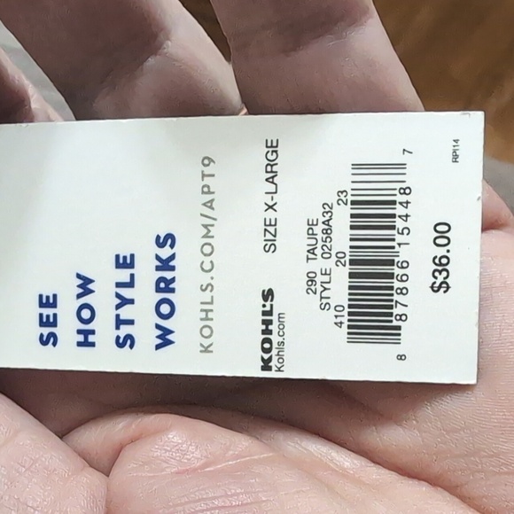 NWT Apt. 9 Taupe Open Front Cardigan Crochet Lace Back Insert Short Sleeves XL - Picture 6 of 12